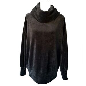 Cable & Gauge velour like black ribbed cowl neck sweatshirt size medium